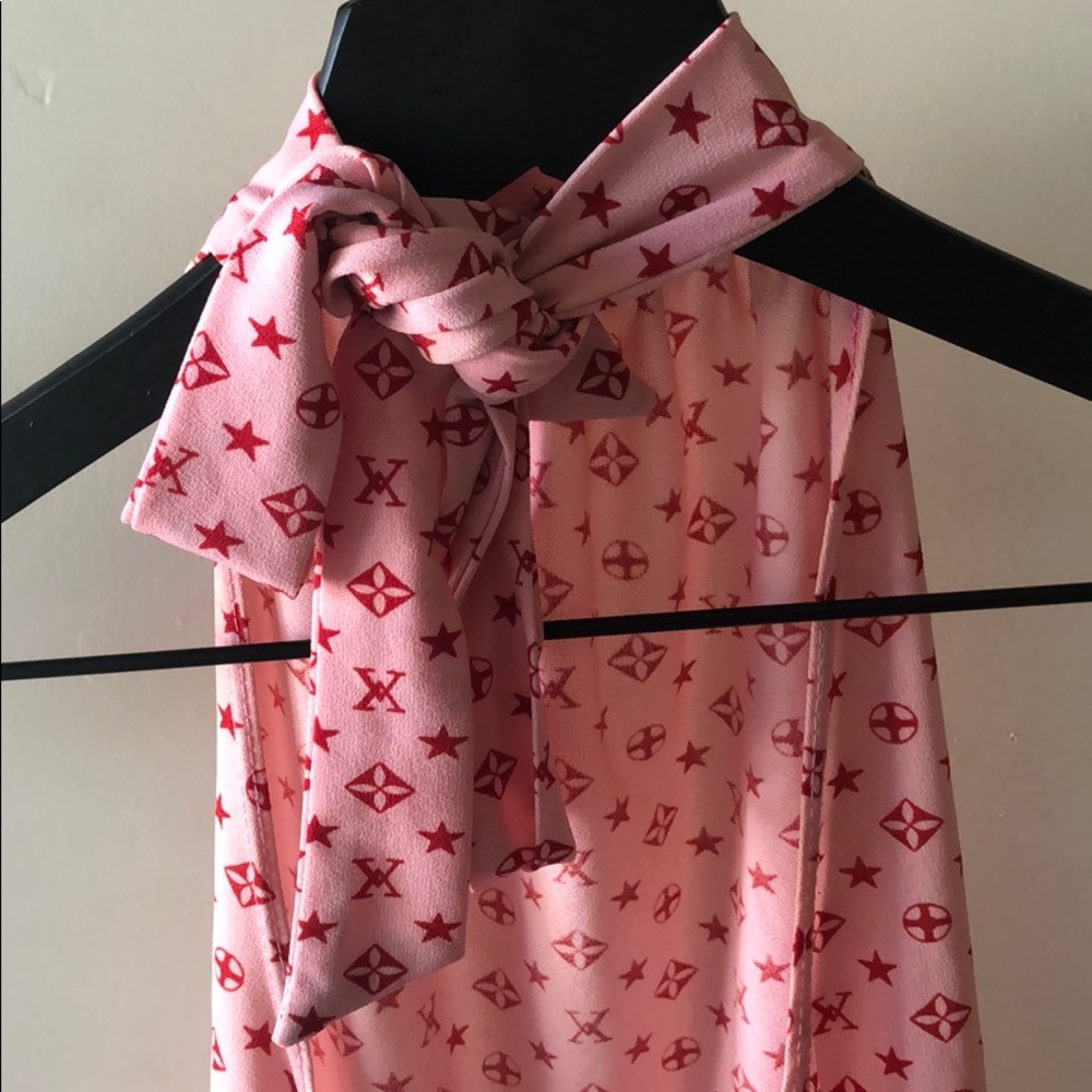 Pink Halter Top Louis Vuitton style print 🌸